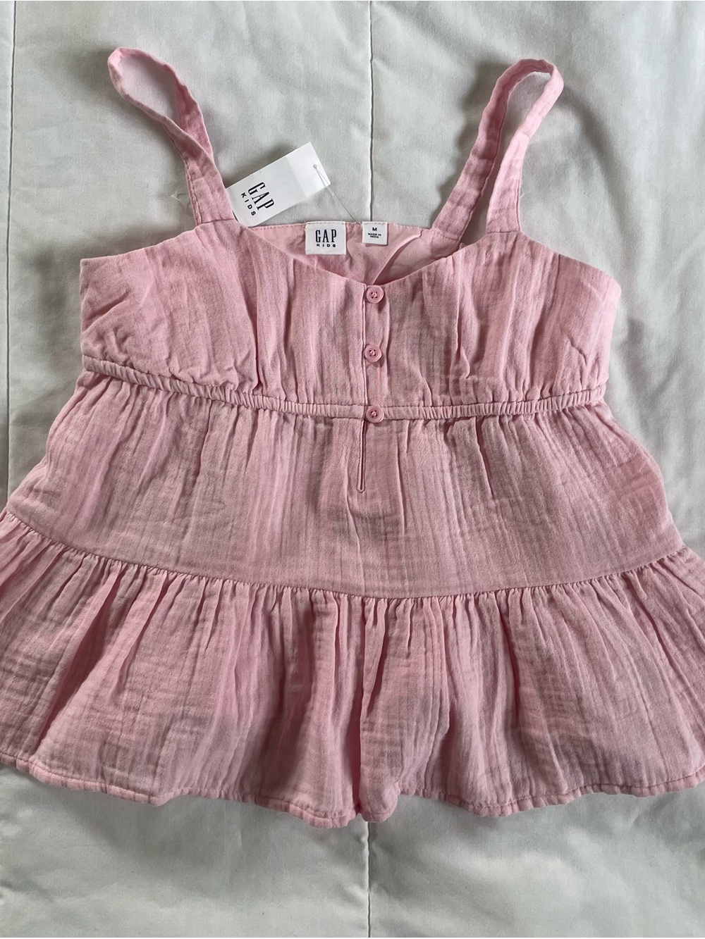 GAP Pink Cotton Gauze Tiered Tank Top